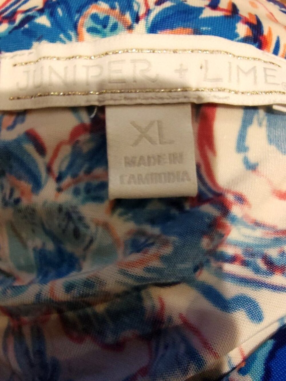 Juniper + Lime Womens XL Sleeveless Floral Paisley Button-Down Blouse In Multico - Picture 6 of 7